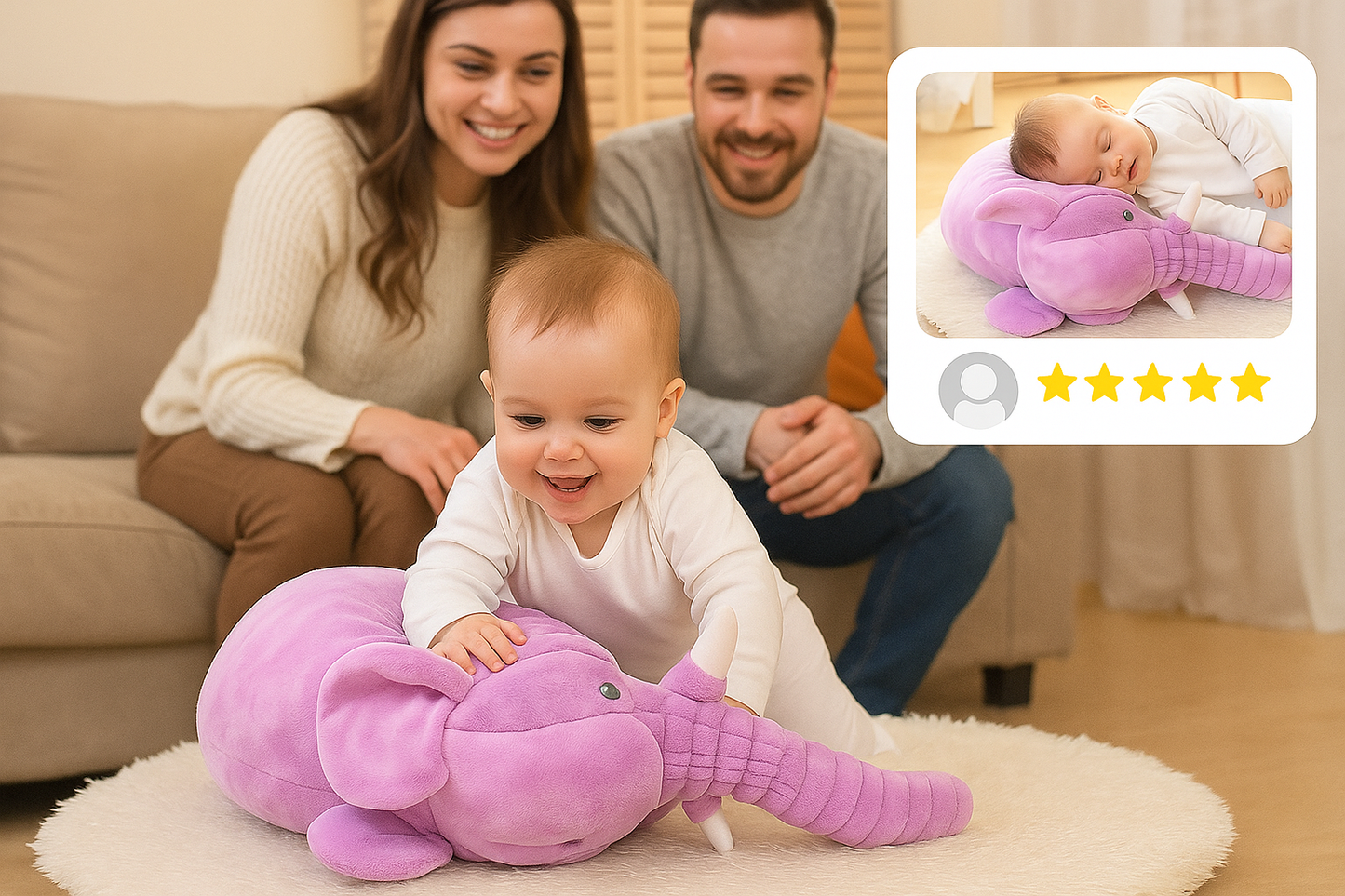 Baby Elephant Plush Pillow Toy - Large Stuffed Animal