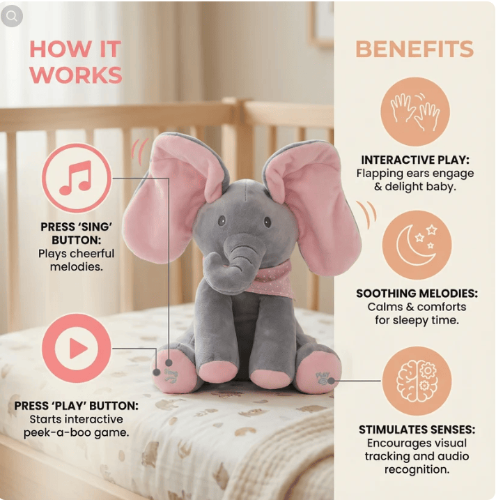 Peek-A-Boo Plush Elephant