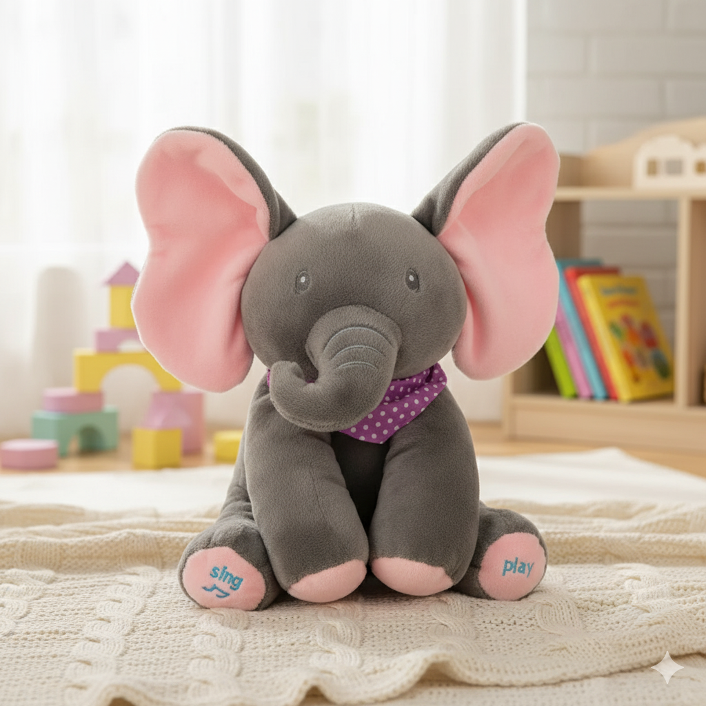 Moving Ears Singing Elephant Plush for Kids