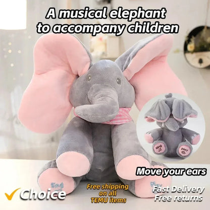 Moving Ears Singing Elephant Plush for Kids