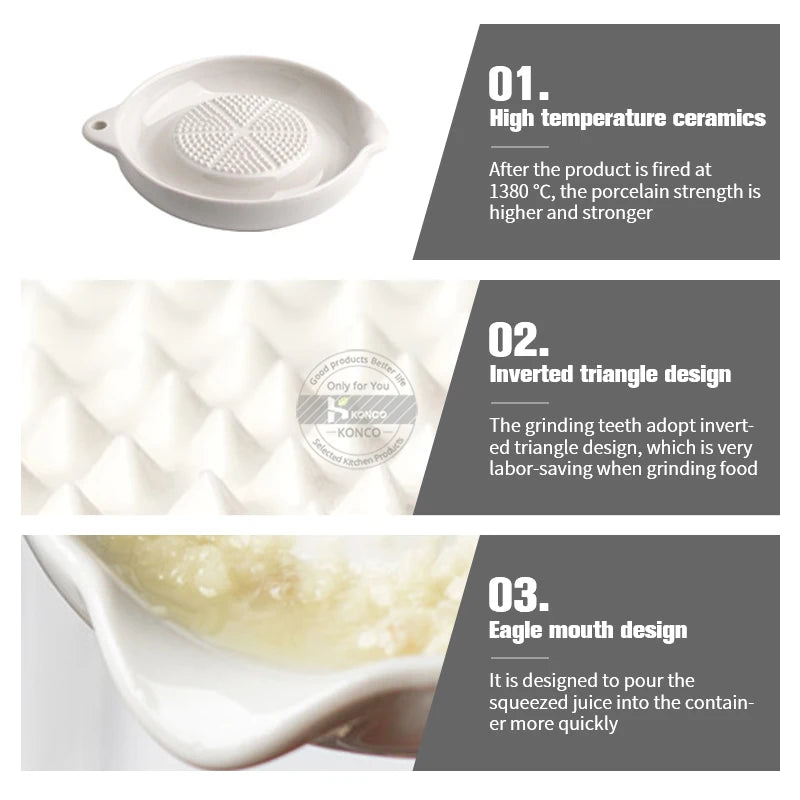 Japanese Ceramic Ginger Garlic Masher - Kitchen Grinder for Household