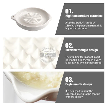 Japanese Ceramic Ginger Garlic Masher - Kitchen Grinder for Household