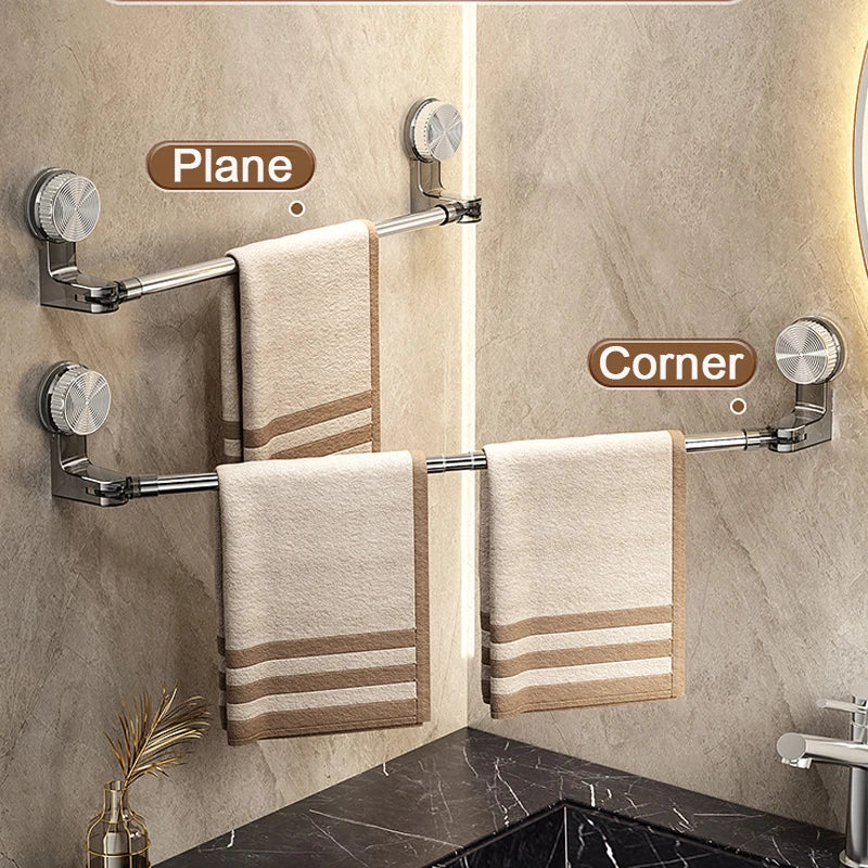 Bathroom Suction Cup Towel Holder Organizer - No Drilling