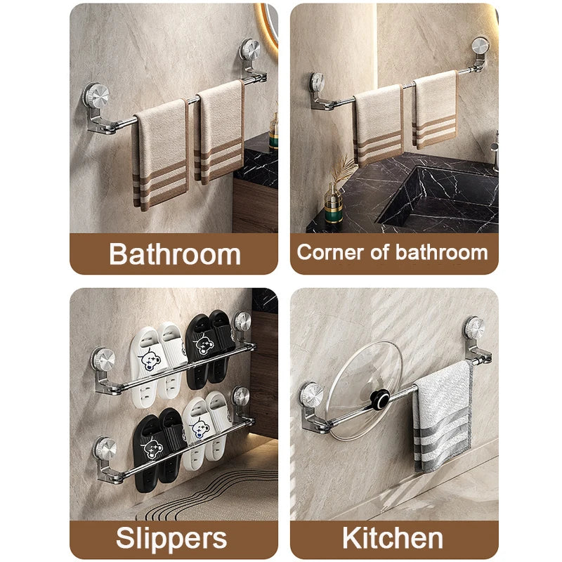 Bathroom Suction Cup Towel Holder Organizer - No Drilling