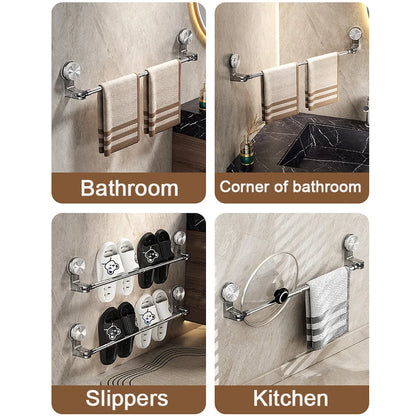 Bathroom Suction Cup Towel Holder Organizer - No Drilling