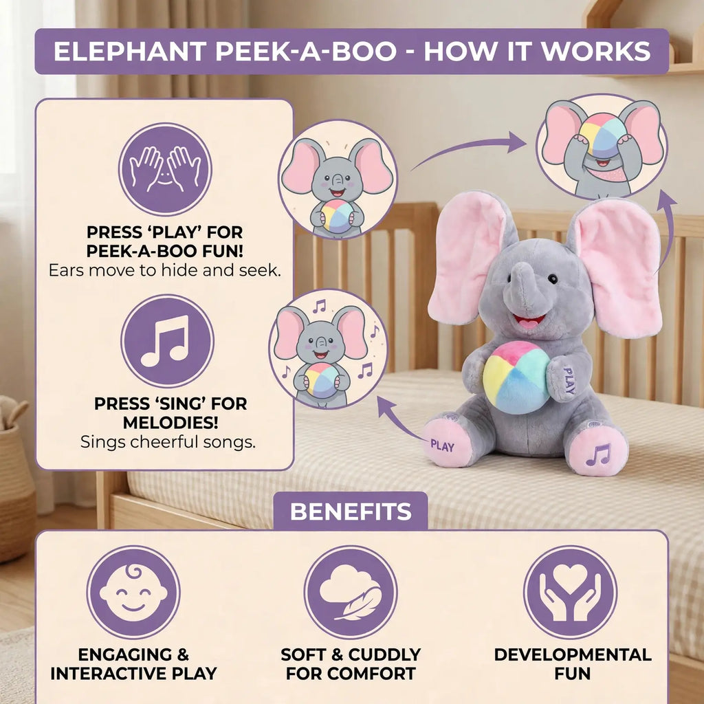 Peek-A-Boo Plush Elephant