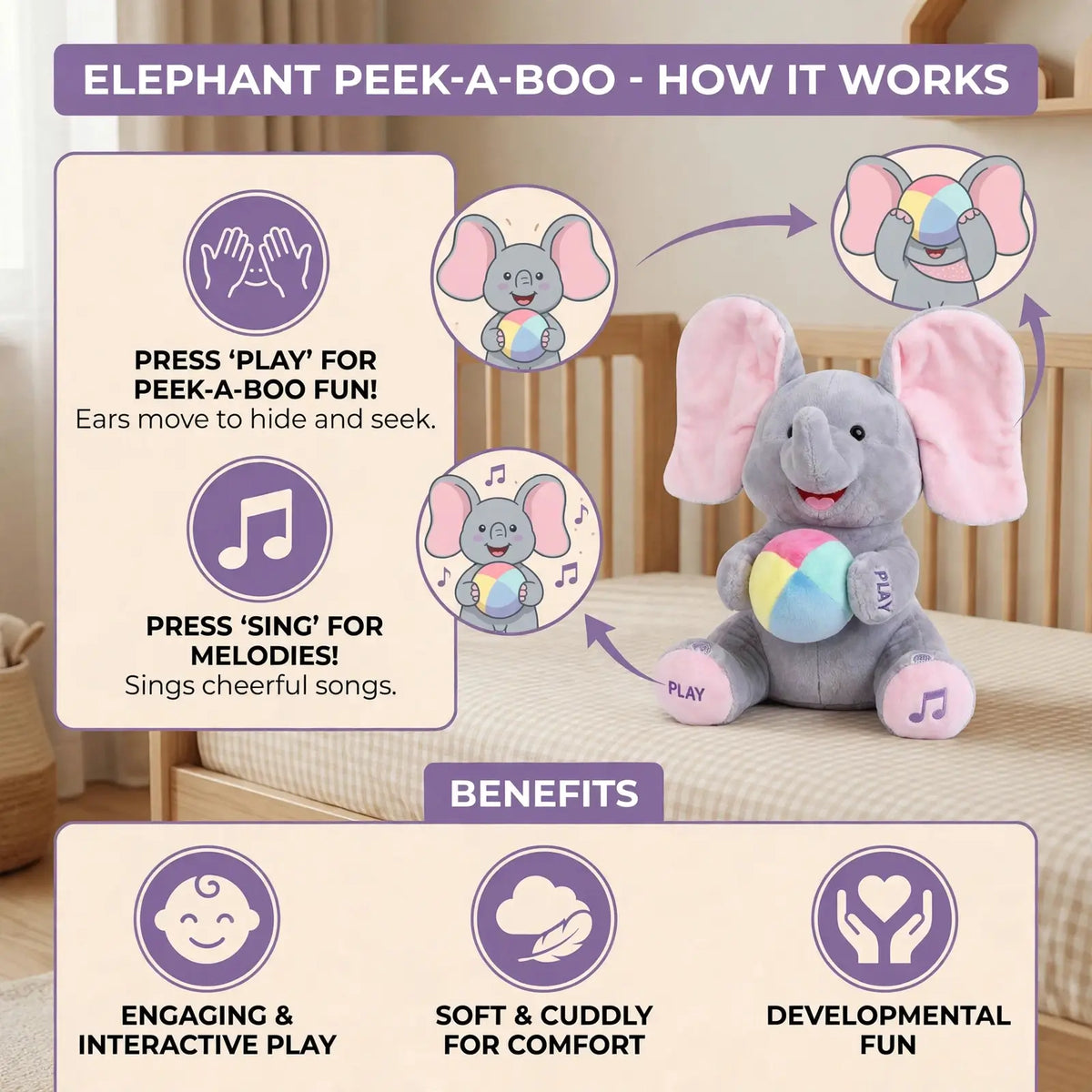 Peek-A-Boo Plush Elephant
