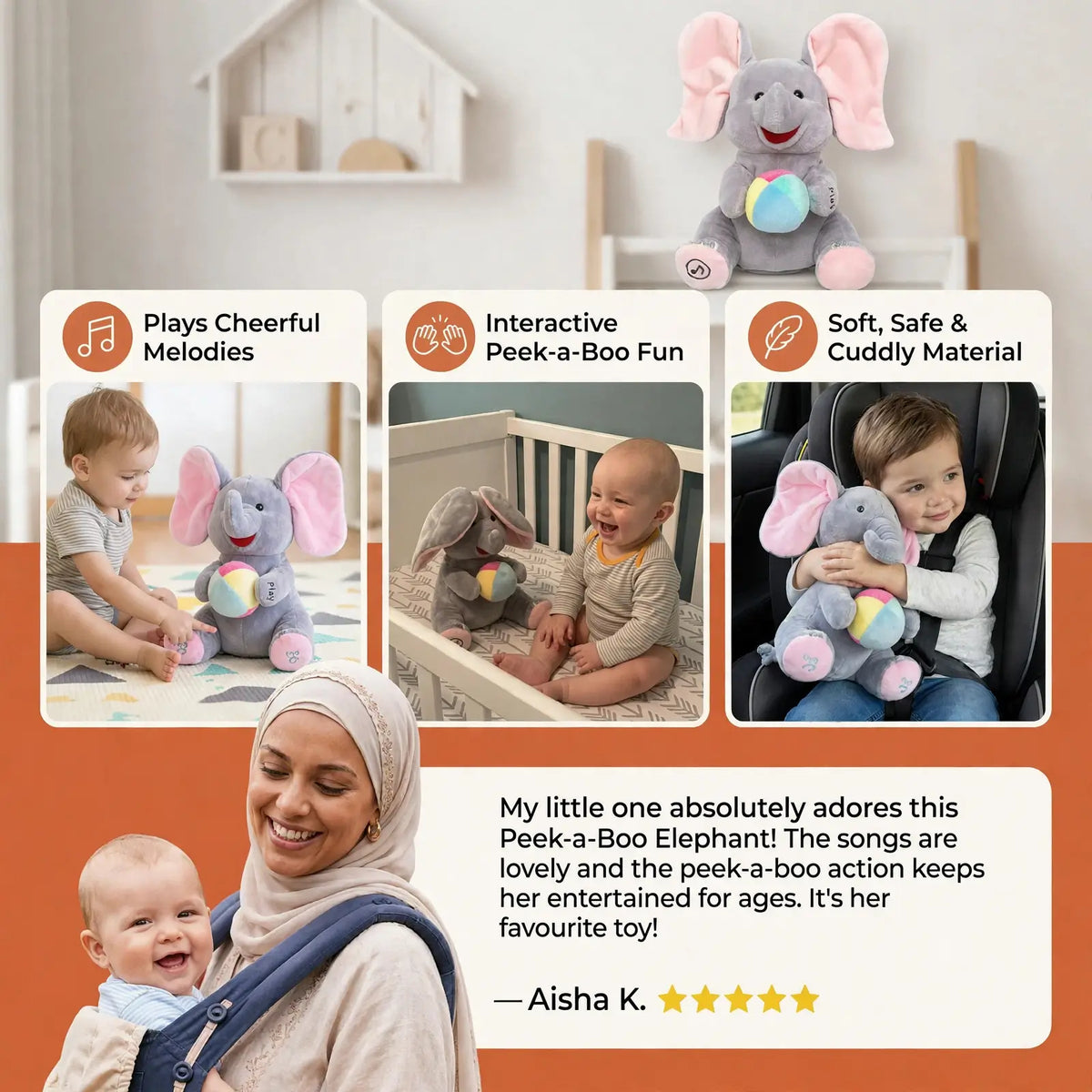Peek-A-Boo Plush Elephant